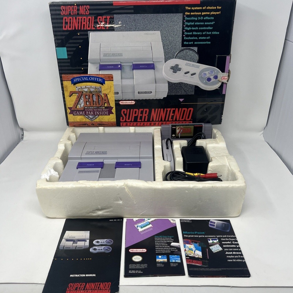 Zelda Super NES Control Set SNES Super Nintendo with Box - Matching Serial #s